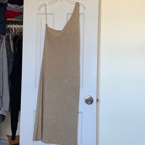 Sparkly gold one shouldered dress